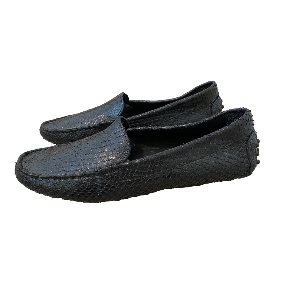 M Gemi The Felize Moccasin Loafer Sz 40 US 9 Black Snake Preppy Designer‎ Italy